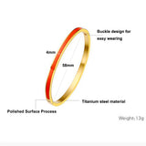 4mm Red Enamel Slip-on Bangle Womens Birthday Gift Stainless Steel