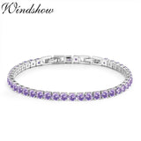 4mm Purple CZ Tennis Chain Bracelet for Women Girls Wedding Jewelry