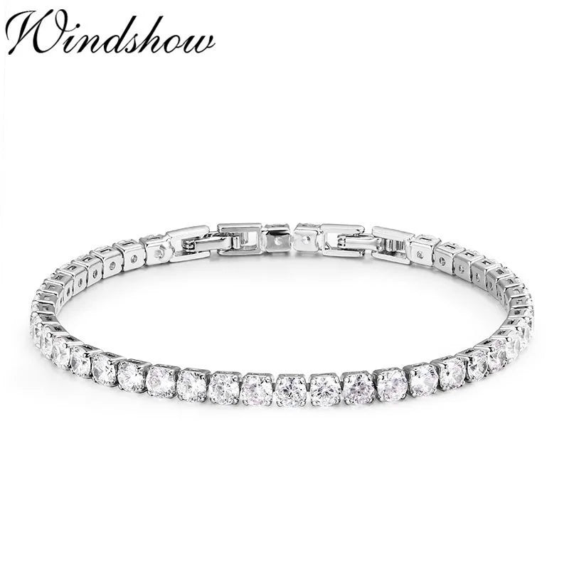 4mm Purple CZ Tennis Chain Bracelet for Women Girls Wedding Jewelry