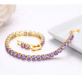 4mm Purple CZ Tennis Chain Bracelet for Women Girls Wedding Jewelry