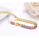 4mm Purple CZ Tennis Chain Bracelet for Women Girls Wedding Jewelry