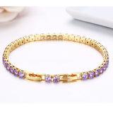 4mm Purple CZ Tennis Chain Bracelet for Women Girls Wedding Jewelry