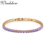 4mm Purple CZ Tennis Chain Bracelet for Women Girls Wedding Jewelry