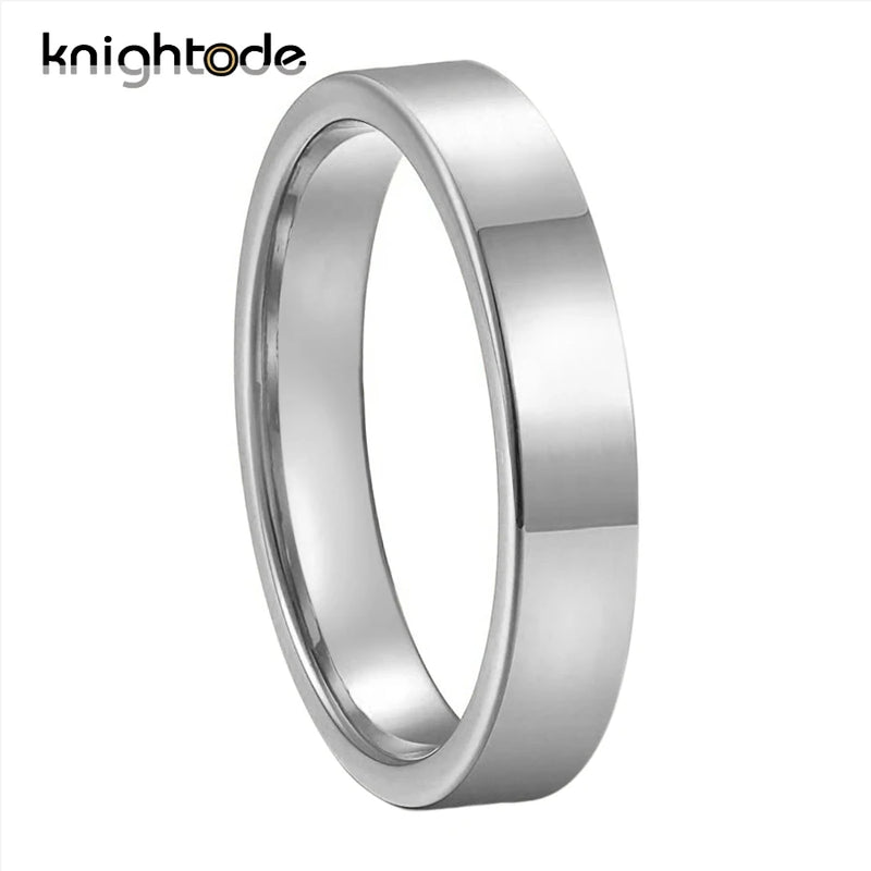 4mm Silvery Tungsten Carbide Wedding Bands Flat Polished Comfort Fit