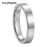 4mm Silvery Tungsten Carbide Wedding Bands Flat Polished Comfort Fit