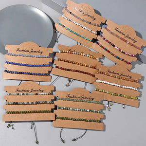 4mm Small Beads Quartz Bracelet Adjustable Woven Rope Bangle