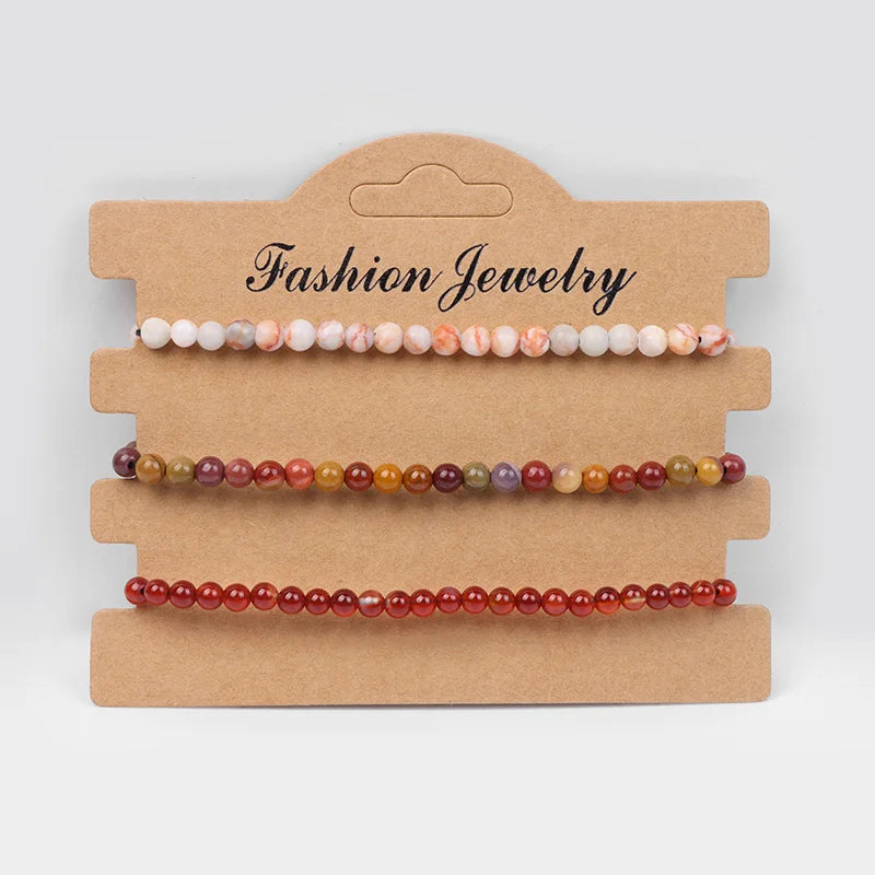 4mm Small Beads Quartz Bracelet Adjustable Woven Rope Bangle