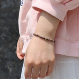 4mm Small Beads Quartz Bracelet Adjustable Woven Rope Bangle