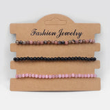 4mm Small Beads Quartz Bracelet Adjustable Woven Rope Bangle
