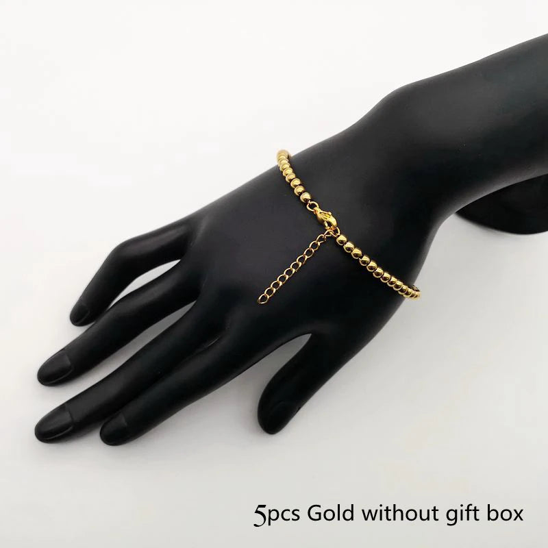 4mm Stainless steel beads bracelet women Strand bracelet BLKN0787