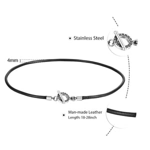 4mm Thin Man Leather Necklace Braided Rope Chocker Toggle Clasp