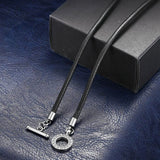 4mm Thin Man Leather Necklace Braided Rope Chocker Toggle Clasp