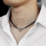 4mm Thin Man Leather Necklace Braided Rope Chocker Toggle Clasp