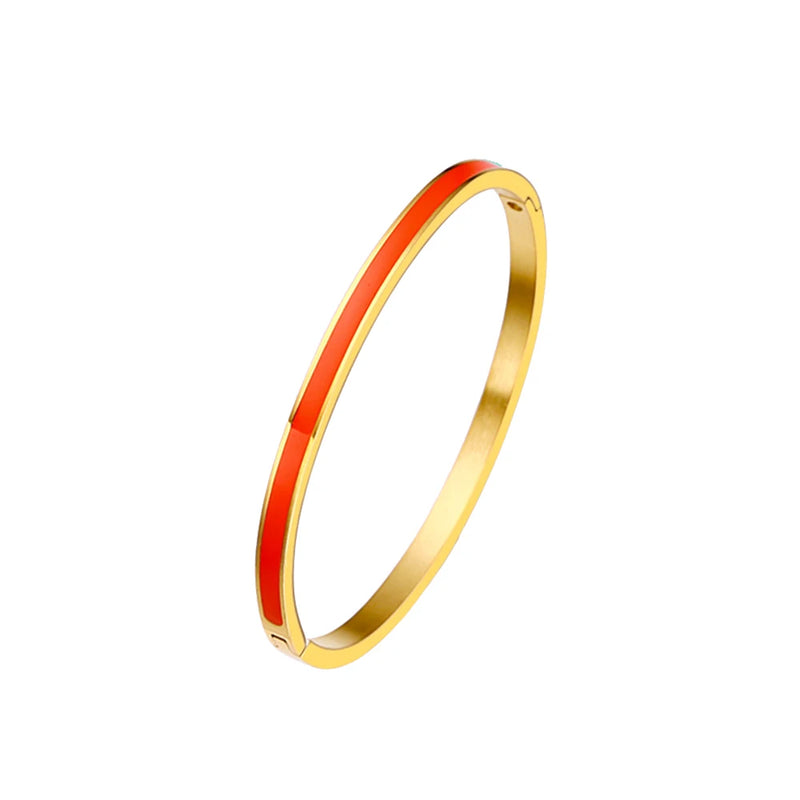 Thin Enamel Bangle For Womens Party Stainless Steel Jewelry