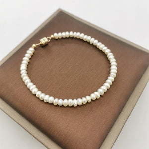 4mm Freshwater Pearl Bracelet 14K Filled Magnetic Clasp Hand Jewelry