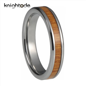 4mm Tungsten Carbide Ring Koa Wood Inlay Wedding Band