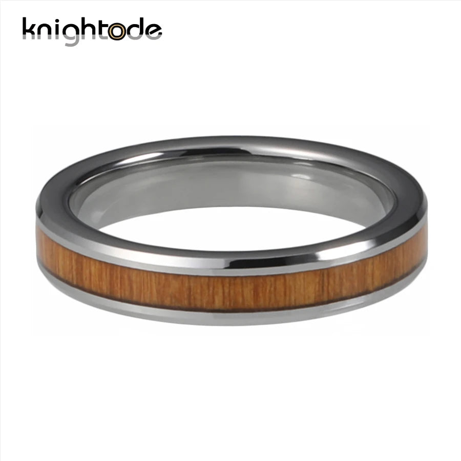 4mm Tungsten Carbide Ring Koa Wood Inlay Wedding Band
