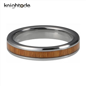 4mm Tungsten Carbide Ring Koa Wood Inlay Wedding Band