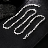 4mm Twisted Chain 925 Sterling Silver Necklace Pendant Vintage