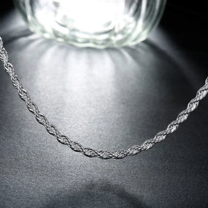 4mm Twisted Chain 925 Sterling Silver Necklace Pendant Vintage