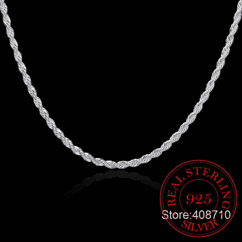 Vintage 925 Sterling Silver Twisted Chain Necklace Pendant