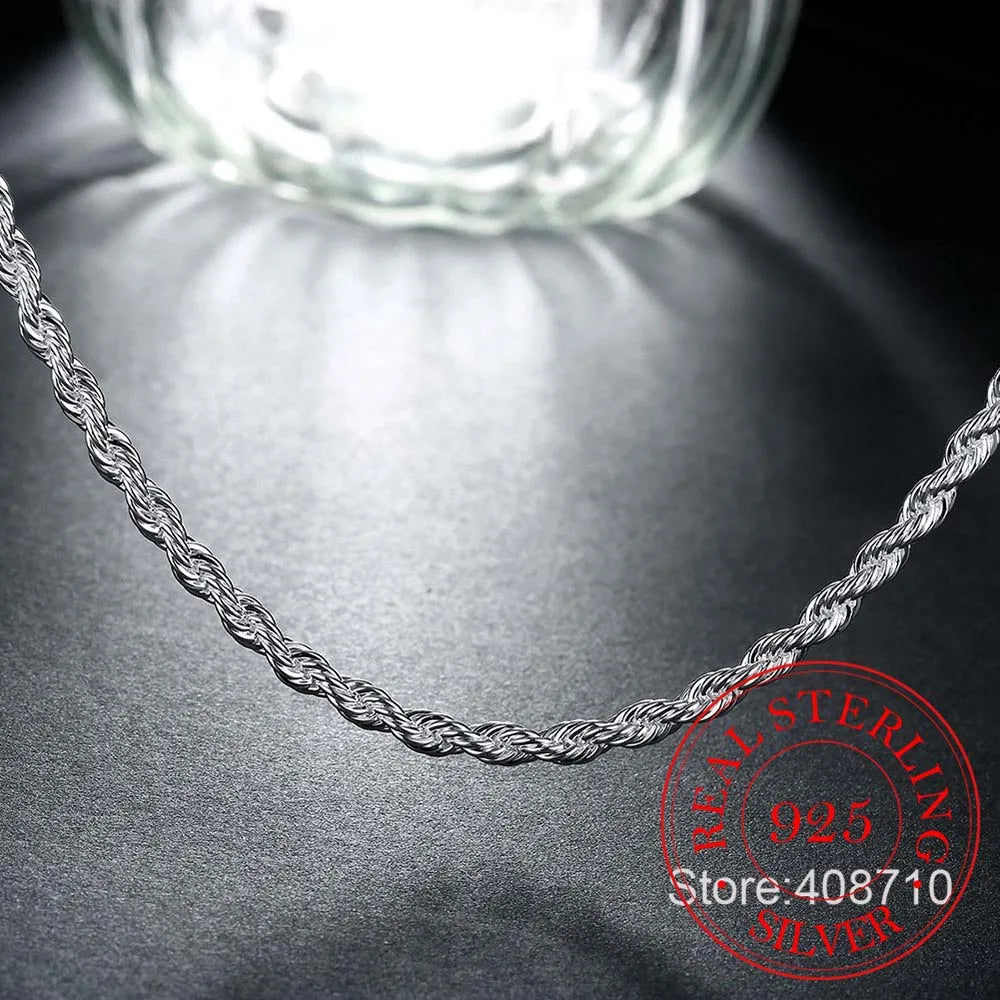 Vintage 925 Sterling Silver Twisted Chain Necklace Pendant