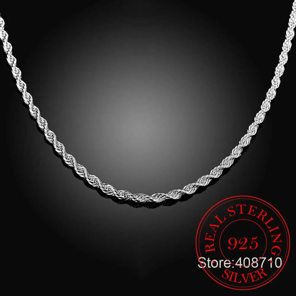Vintage 925 Sterling Silver Twisted Chain Necklace Pendant