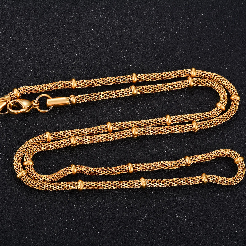 4mm Stainless Steel Bead Mesh Necklace Chain for Women Men