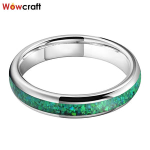 4mm Tungsten Carbide Ring Malachite Inlay Wedding Band for Women