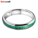 4mm Tungsten Carbide Ring Malachite Inlay Wedding Band for Women
