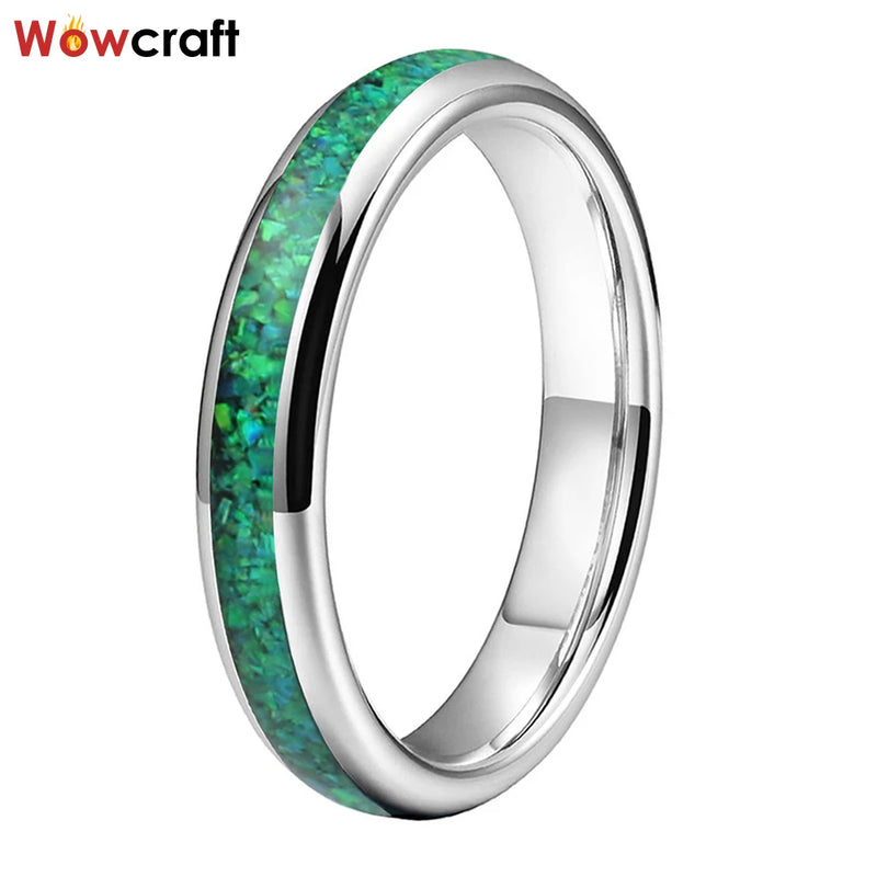 4mm Tungsten Carbide Ring Malachite Inlay Wedding Band for Women