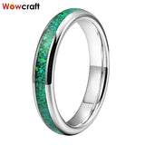4mm Tungsten Carbide Ring Malachite Inlay Wedding Band for Women
