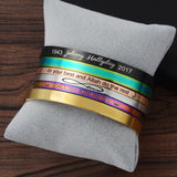 Personalized Engrave Steel Cuff Travel Bracelet