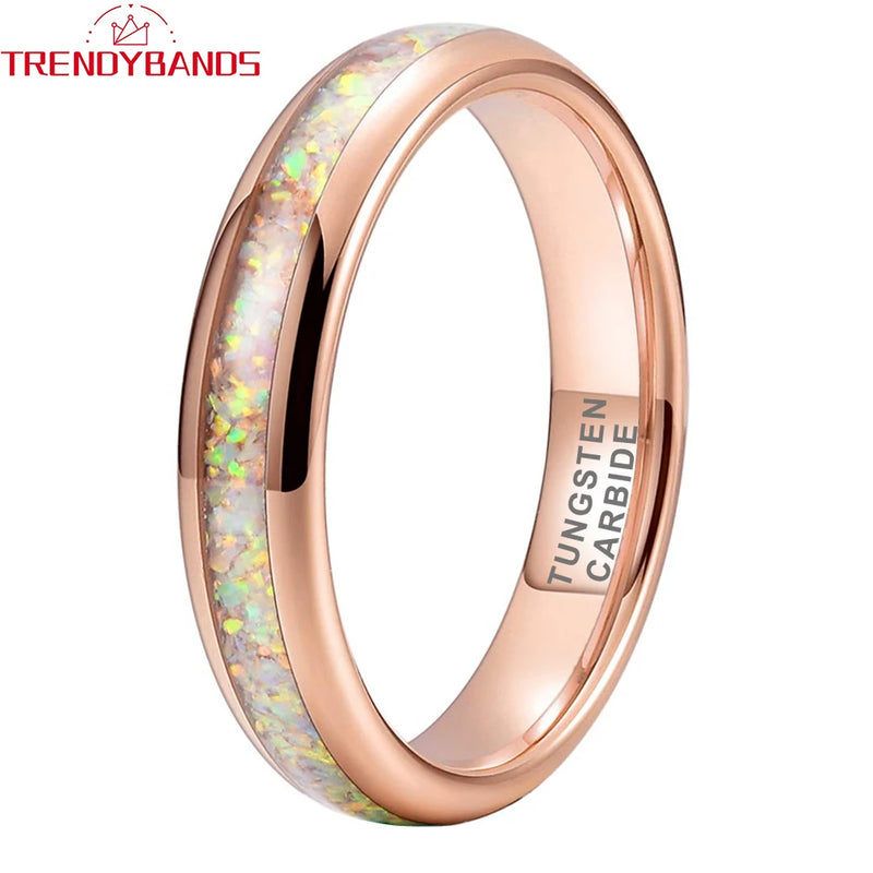 4mm Opal Inlay Tungsten Wedding Band for Men & Women