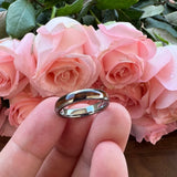 4mm Women's Tungsten Carbide Ring with Wood Inlay Engraving Polished Comfort Fit
