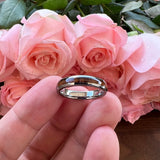 4mm Women's Tungsten Carbide Ring with Wood Inlay Engraving Polished Comfort Fit