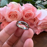 4mm Women's Tungsten Carbide Ring with Wood Inlay Engraving Polished Comfort Fit