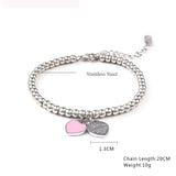 4mm Beads Heart Bracelet Charm Stainless Steel Jewelry