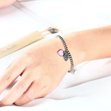 4mm Beads Heart Bracelet Charm Stainless Steel Jewelry