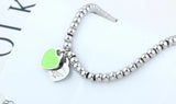 4mm Beads Heart Bracelet Charm Stainless Steel Jewelry