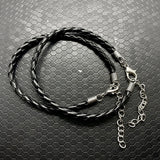 4mm Leather Braided Lobster Clasp Wire Bracelet Bangle