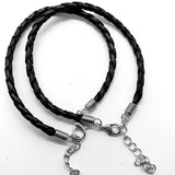 4mm Leather Braided Lobster Clasp Wire Bracelet Bangle
