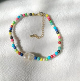 Colorful Stone Beads Baroque Pearl Bracelet Freshwater Pearl Woman Jewelry