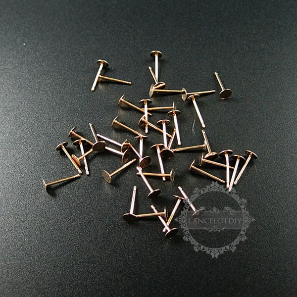 4mm Rose 925 Sterling Silver Round Base Stud Earrings