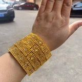 4pc African Women Hard Bracelets Indian Bangle Dubai 24k Plated Bangles