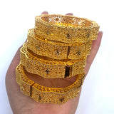 4pc African Women Hard Bracelets Indian Bangle Dubai 24k Plated Bangles