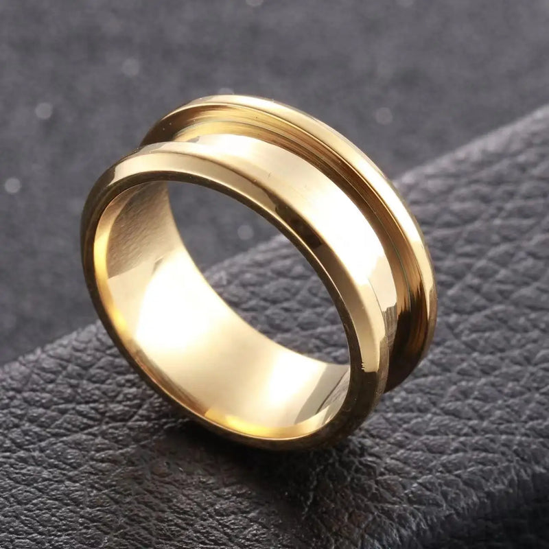 Stainless Steel Zircon Spinner Rings - Punk Spikes - Mens Womens Gift