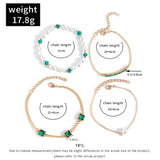 Green Gemstone Pearl Bracelet Set for Women Wedding Jewelry