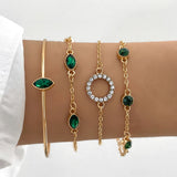 Green Gemstone Pearl Bracelet Set for Women Wedding Jewelry