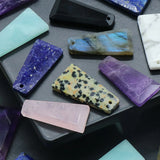 4pc Natural Stone Pendant Trapezoid Rose Quartz Amazonite Polished Gemstone